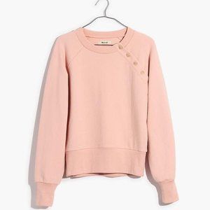 Madewell Button-Detail Pullover Fleece Sweatshirt Top L